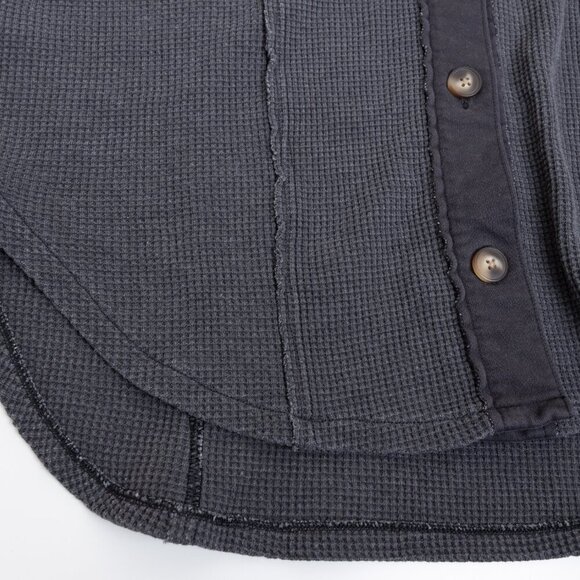 American Eagle Waffle Knit Hooded Jacket Dark Gray Oversized Medium - Picture 9 of 15